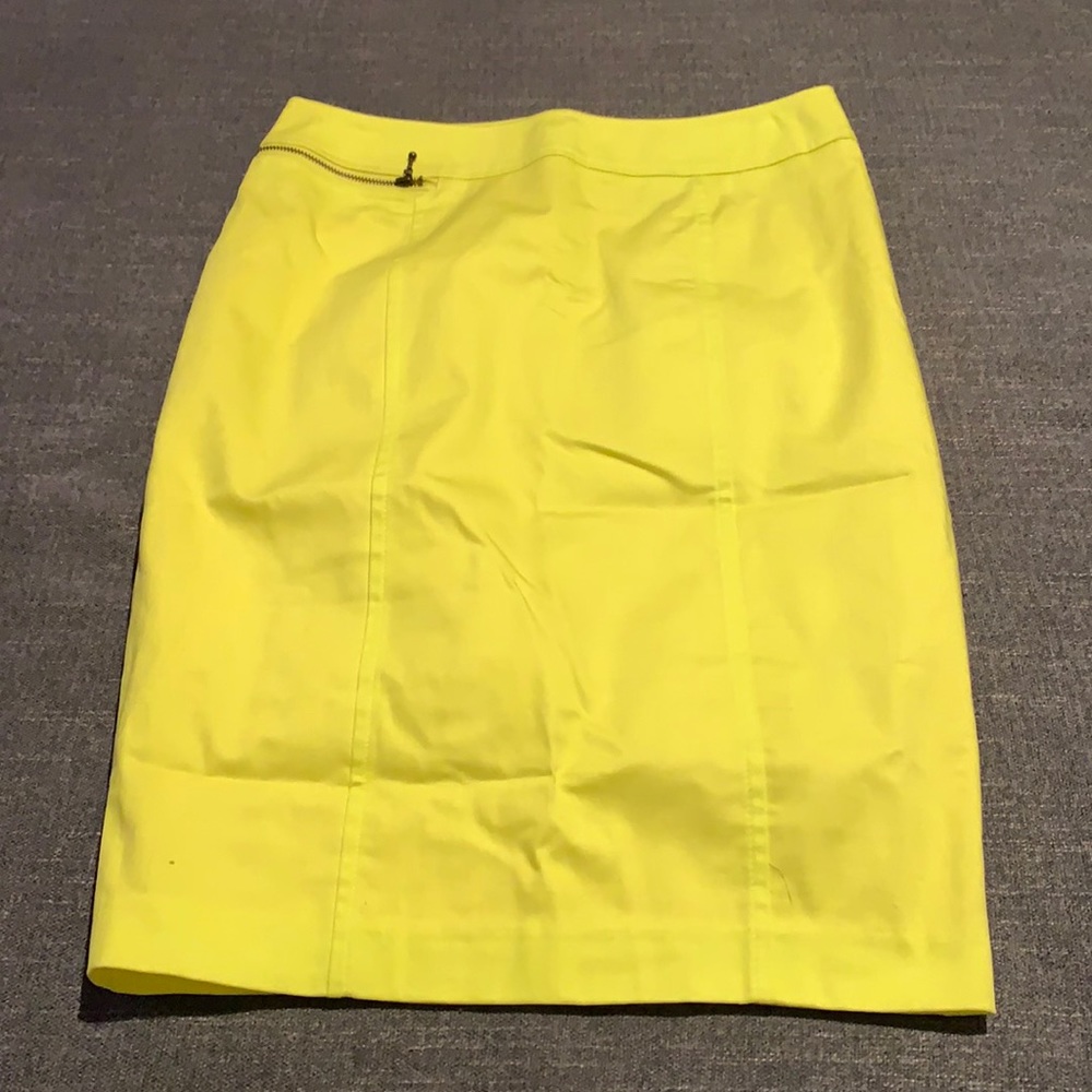 Neon yellow pencil skirt
